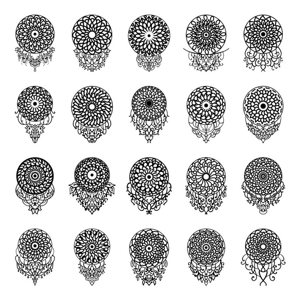 mandala tattoo Ornamental ethnic pack collection set. Floral art design vector - Vector, Image