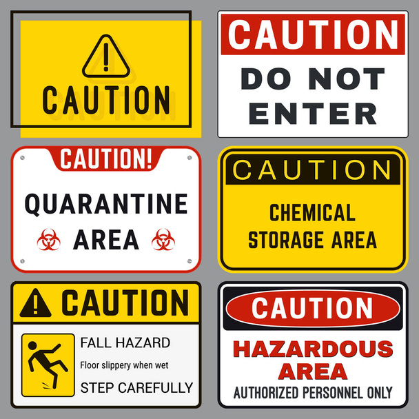 Caution. Safety Blank Labels with Ability to Replace Text You Need. Various Embodiments Safety Banners. Vector Illustration - Vector, Image