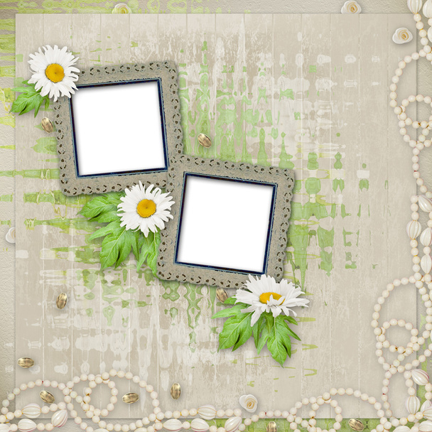 Grunge frame with beautiful necklace - Foto, immagini
