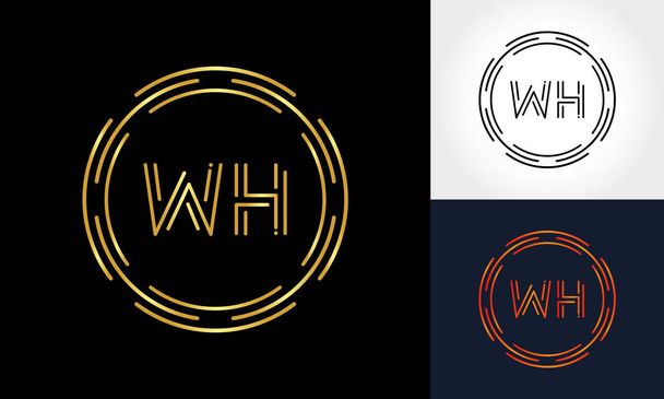 Lettera Creativa WH Logo Creative Typography Vector Template. Logo astratto del cerchio Lettera WH Design
. - Vettoriali, immagini