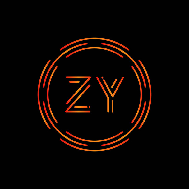 Początkowy szablon wektora projektu logo ZY. Cyfrowe koło List ZY Business Logo Wektor Ilustracja - Wektor, obraz