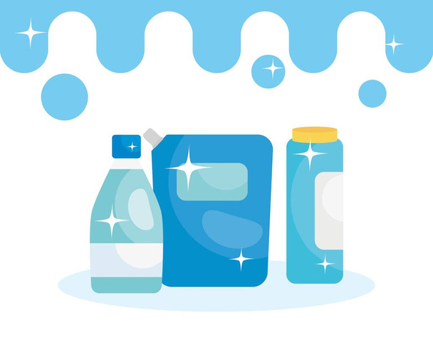 Reinigungsmittel Flaschen, buntes Design - Vektor, Bild