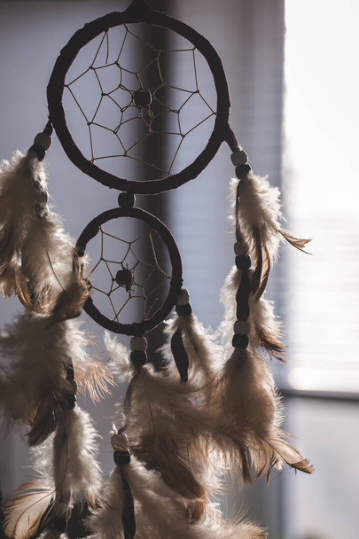 Magic Talisman Dreamcatcher with feathers and beads - Photo, Image