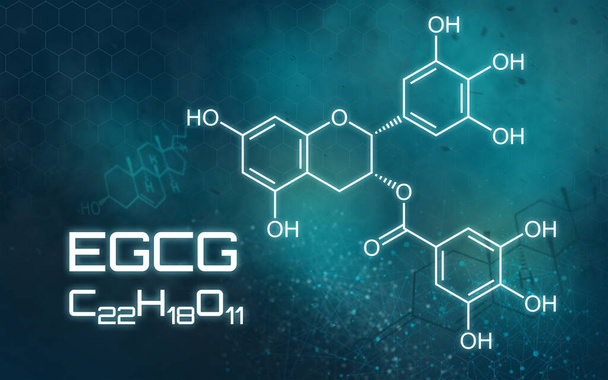 Formule chimique de l'EGCG sur fond futuriste
 - Photo, image