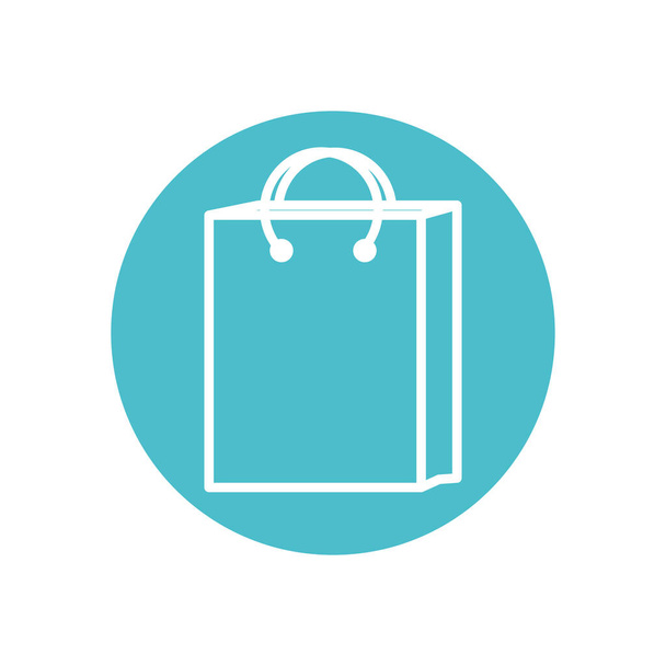 ícone de saco de compras, estilo de linha de bloco
 - Vetor, Imagem