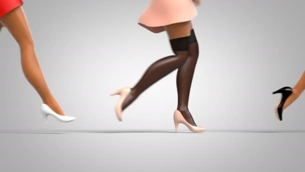 Running Sexy Female Legs, Beautiful 3d Animation on a Green Background - Felvétel, videó