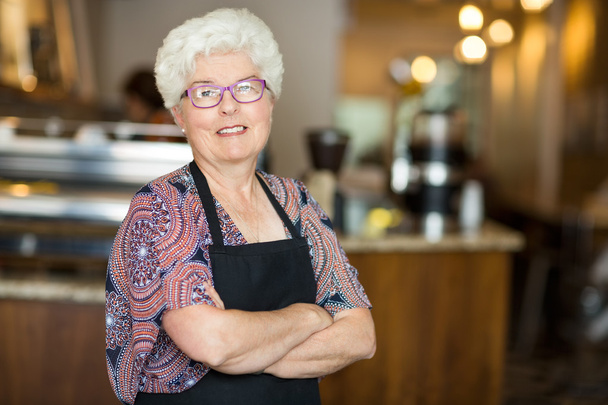 Senior Coffee Shop Owner - Фото, изображение