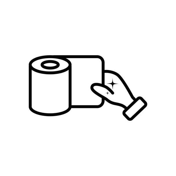 hand and toilet paper icon, line style - Vector, Image