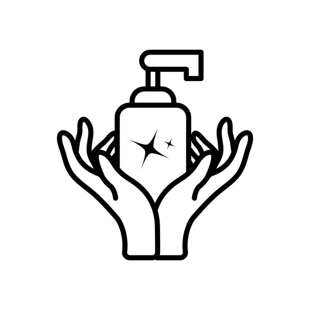 kezek szappanpalack ikon, vonal stílus - Vektor, kép