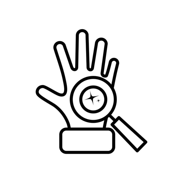 tiszta kéz és nagyító, vonalstílus - Vektor, kép