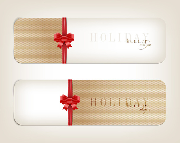 Vector holiday banner templates with striped fabric backgrounds - Vektor, obrázek