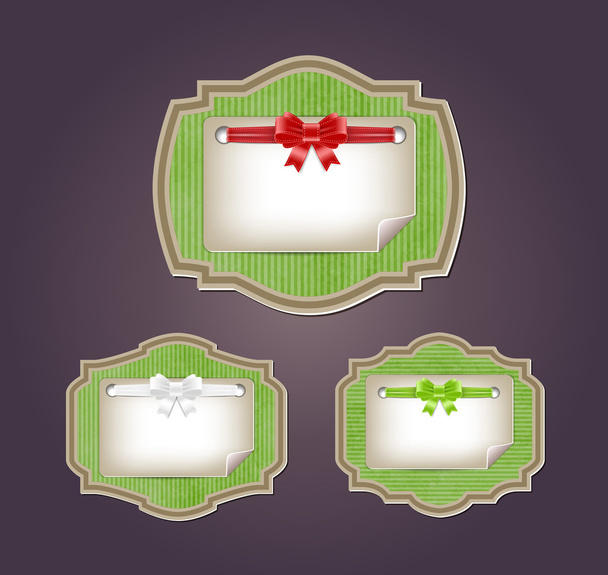 Green vector vintage style cardboard labels set - Vettoriali, immagini