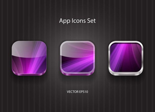 Vector purple 3d square app icons set - Διάνυσμα, εικόνα