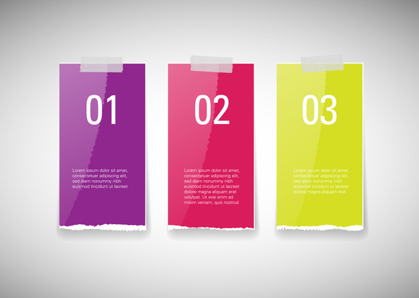 Vector torn glossy paper banners with sticky tape - Διάνυσμα, εικόνα