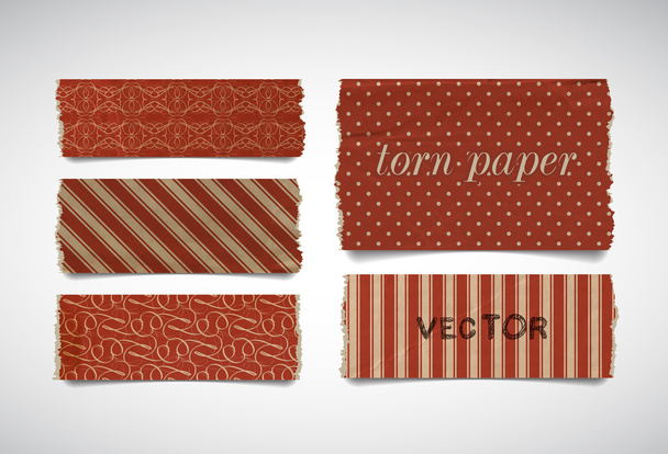 Vector torn paper pieces banners collection - reddish brown - Vektor, kép
