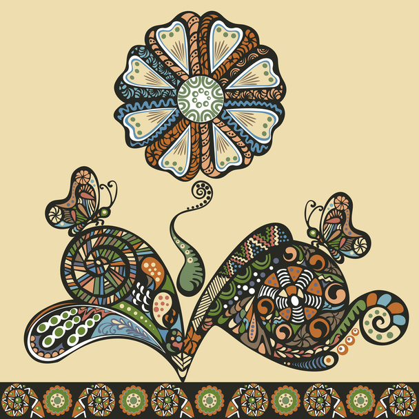 fancy flower pattern, abstract design ornament - Vektör, Görsel