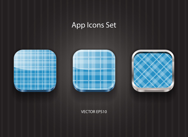 Vector 3d iconos de aplicaciones cuadradas con textura tartán azul
 - Vector, imagen
