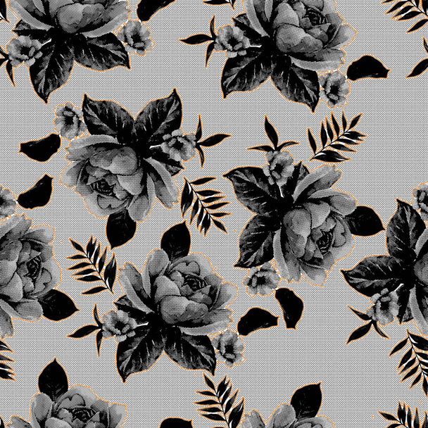 Flower with leaves design seamless pattern - Photo, Image