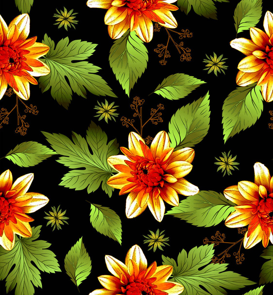 Flower seamless pattern leaf and branches design - 写真・画像