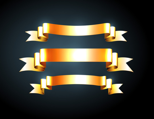 Vector shiny golden ribbons collection - Вектор,изображение