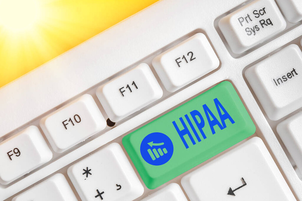 Handschrift-Text-Schreiben Hipaa. Konzept bedeutet Akronym steht für Portabilität Rechenschaftspflicht der Krankenversicherung. - Foto, Bild