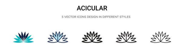 Aciculair icoon in gevulde, dunne lijn, omtrek en slagstijl. Vector illustratie van twee gekleurde en zwarte aciculaire vector pictogrammen ontwerpen kunnen worden gebruikt voor mobiele, ui, web - Vector, afbeelding