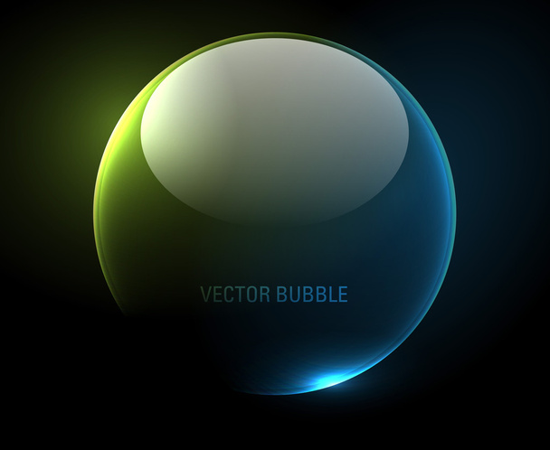 Shiny transparent bubble over a dark background - vector - Vetor, Imagem