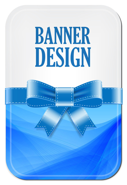 Colorful blue vector banner with elegant background decorated with silky ribbon bow - Διάνυσμα, εικόνα