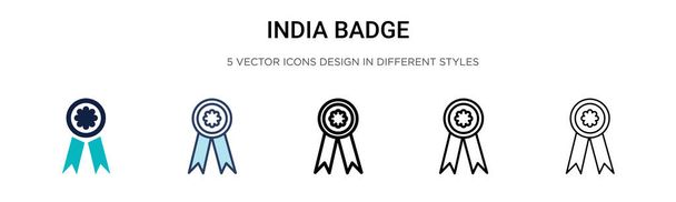 India icona distintivo in riempito, linea sottile, contorno e stile ictus. Illustrazione vettoriale di due colori e nero india badge icone vettoriali disegni possono essere utilizzati per cellulare, ui, web
 - Vettoriali, immagini