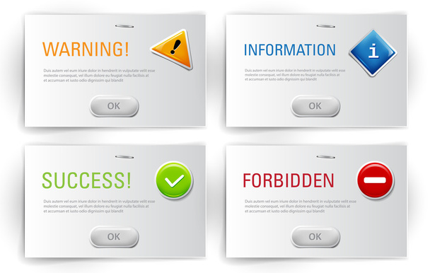 Vector interface dialog boxes with glossy icons - Vettoriali, immagini