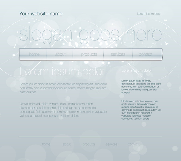 Plantilla de diseño de sitio web vectorial gris claro con barra de navegación brillante
 - Vector, imagen