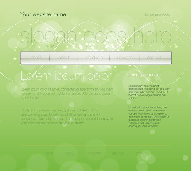 Vector πράσινο ιστοσελίδα πρότυπο σχεδίασης με γραμμή περιήγησης ιλουστρασιόν - Διάνυσμα, εικόνα