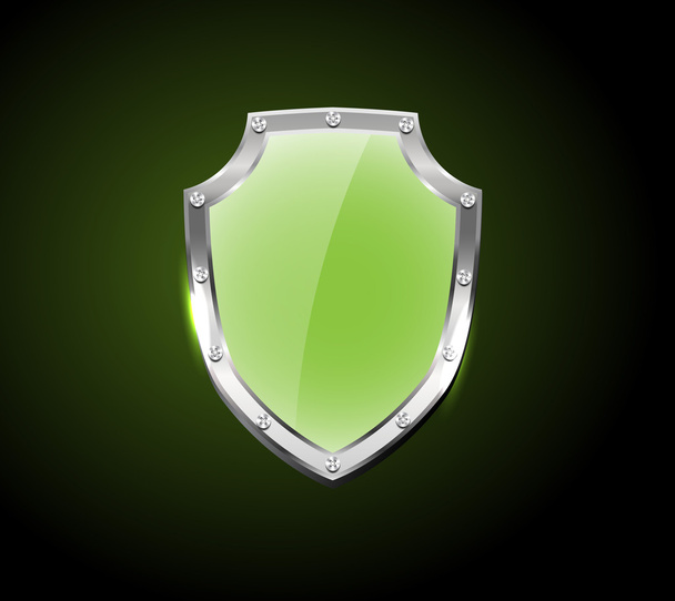 Vector glossy shield with silver steel border - Вектор,изображение