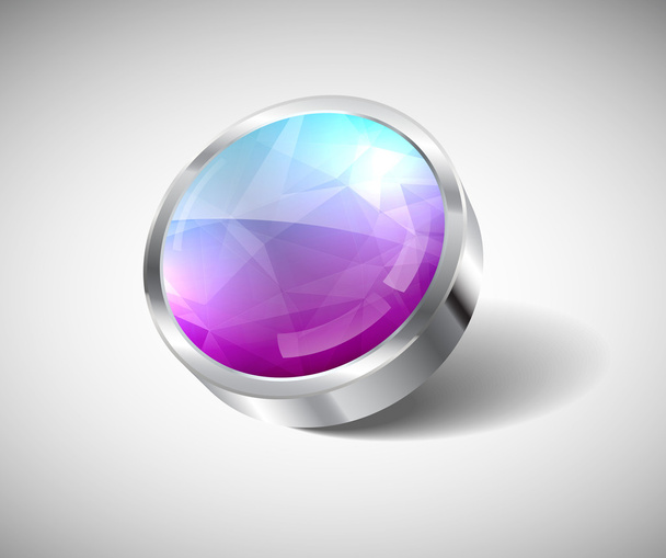 Vector 3d vidrio y acero brillante botón redondo
 - Vector, imagen