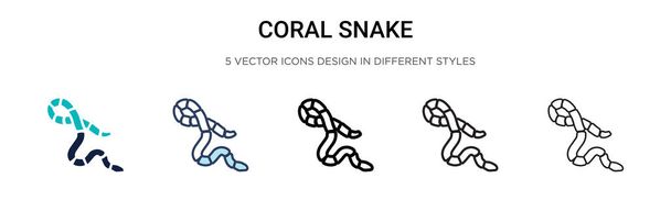 Mercan yılanı ikonu. İnce bir çizgi, dış hatlar ve vuruş stili. Mobil, ui, web için iki renkli ve siyah mercan yılan vektör ikonu tasarımı vektör illüstrasyonu kullanılabilir - Vektör, Görsel