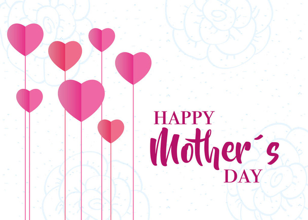 χαρούμενη κάρτα ημέρας μητέρων με καρδιές - Διάνυσμα, εικόνα
