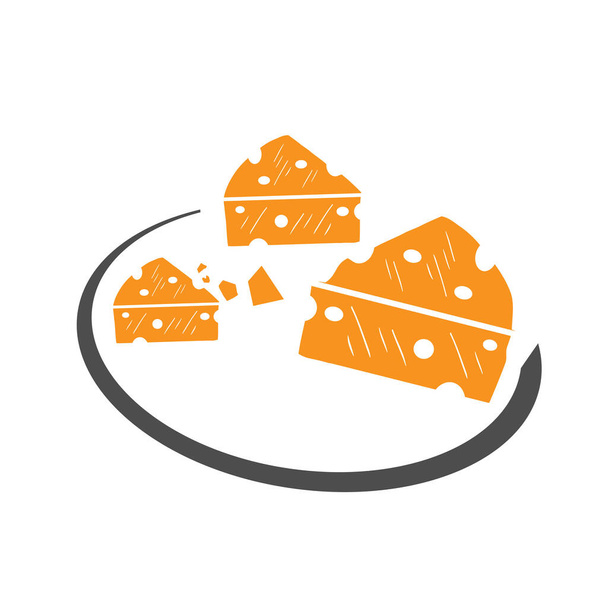 Ilustração de um ícone de logotipo de queijo Fatia de vetor de queijo sobre o símbolo branco EPS, JPEG
 - Vetor, Imagem