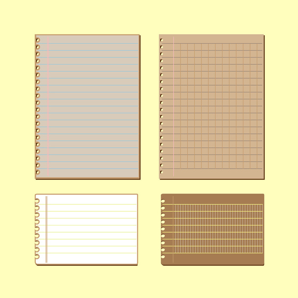 Vintage lined papers on yellow background - Vecteur, image