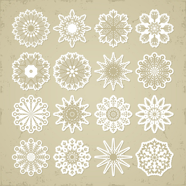 Christmas snowflakes - stickers. - Vector, Imagen