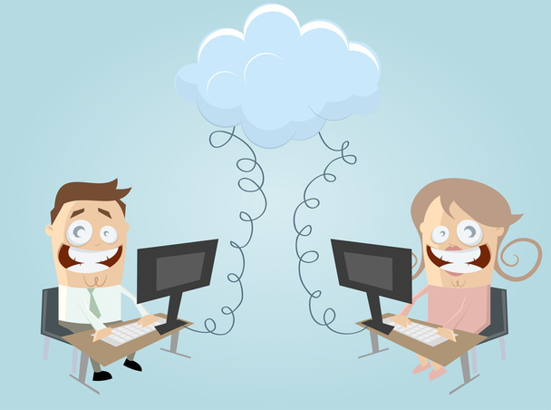 Cloud computing people - Vector, Image