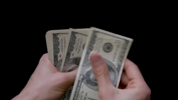 A kezek arrogánsan számolják a pénzt, az Usd bankjegyeket, a százdollárosokat. - Felvétel, videó