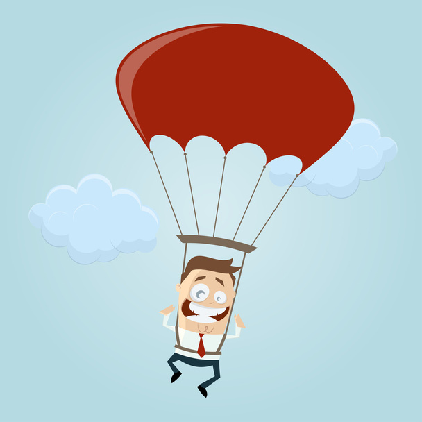 zakenman met parachute - Vector, afbeelding