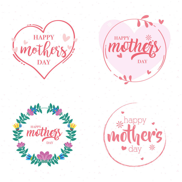feliz madre día tarjeta con flores establecer marcos
 - Vector, Imagen
