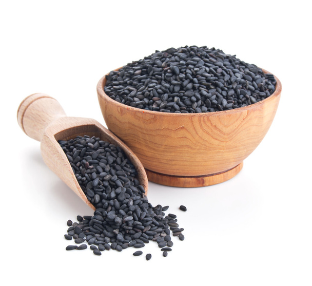 black sesame seeds isolated on white - Photo, Image