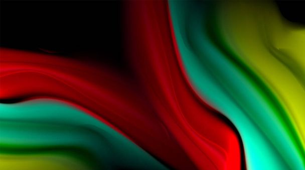 Vloeibare kleuren vloeistof gradiënten op zwarte achtergrond - Vector, afbeelding