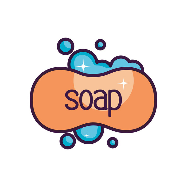 barre de savon avec icône en mousse, style ligne de couleur
 - Vecteur, image