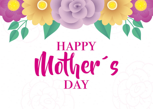 happy mothers day card with flowers - Vector, Image