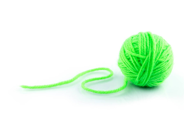 yarn color green on white background. - Photo, Image
