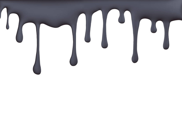 Gesmolten zwarte olie, inkt lekt, druppelende stromen druppels geïsoleerd op witte achtergrond, 3D-weergave - Foto, afbeelding