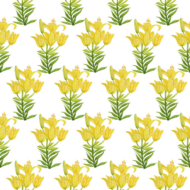 yellow lily pattern isolate object white background flower - Fotoğraf, Görsel
